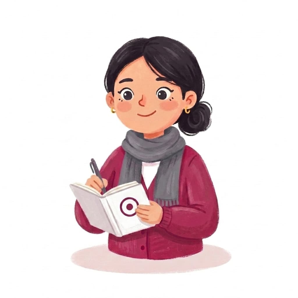 Siri listening carefully and writing in her care notebook
